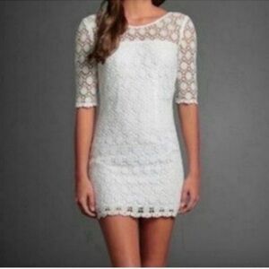 A&F Abercrombie Vintage Early 2000s White Lace Mini Dress 0 XS Fast Ship